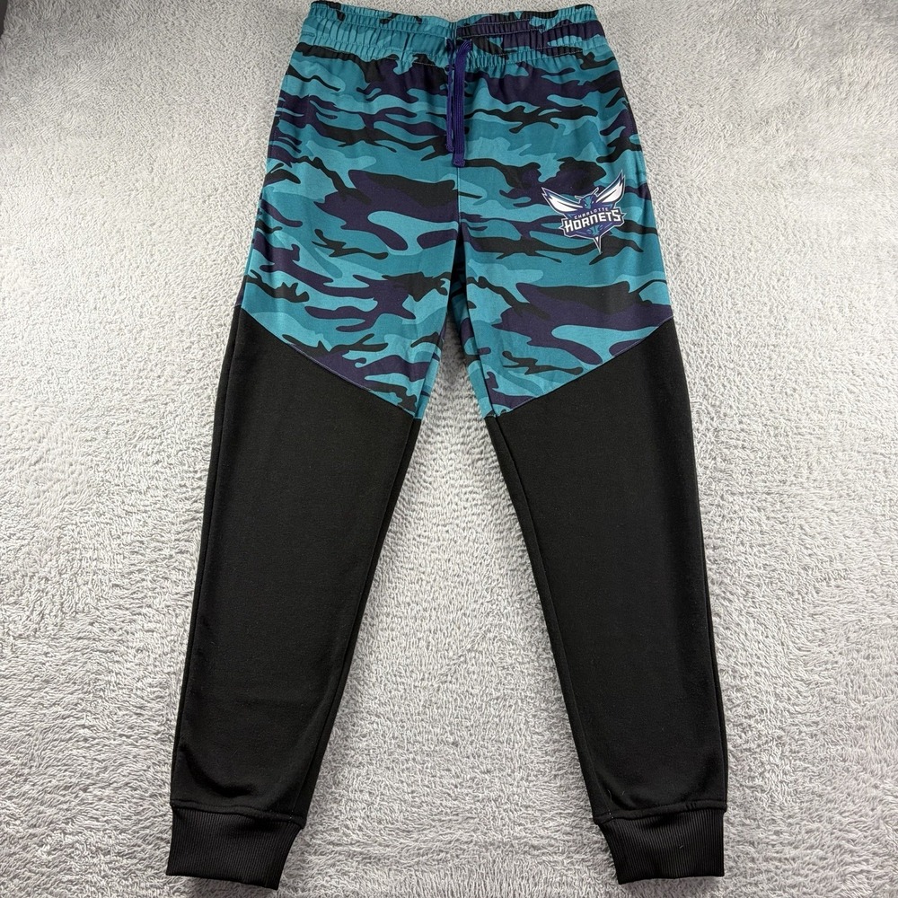 Charlotte Hornets Jogger Sweat Pants Mens Large Blue Camo Black NBA Lightweight